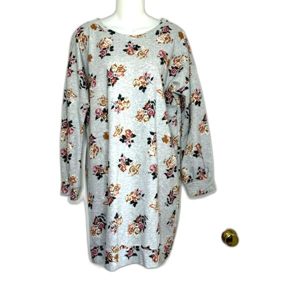 MATILDA JANE GRAY FLORAL FLEECE TUNIC SIZE LARGE NWOT - Picture 2 of 14